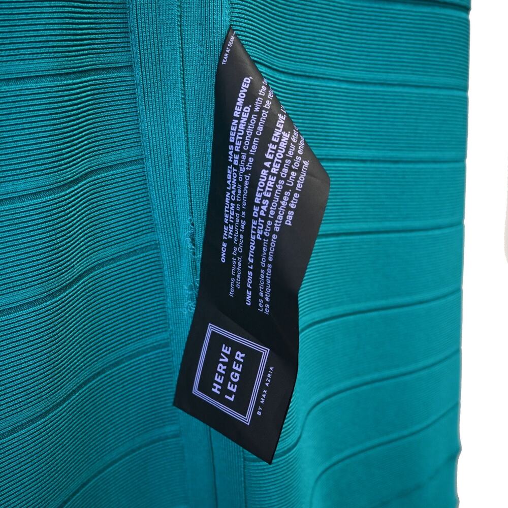 Herve Leger Lora Turquoise Bodycon Bandage Maxi Dress Size Large - Picture 7 of 9